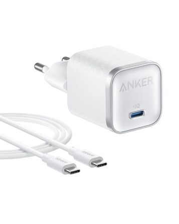 Anker Nano 45W USB-C Зарядний пристрій: Компактний мережевий адаптер для швидкої зарядки iPhone 17/Pro/Max, MacBook, Pixel, iPad, Samsung Galaxy (з кабелем 1.8м) - Білий