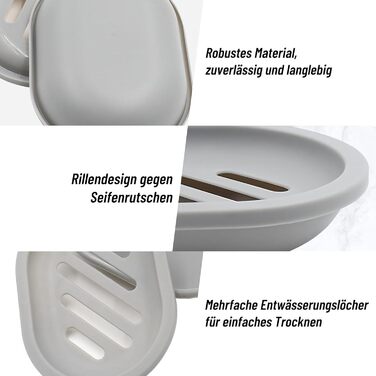 Набір з 2 мисок для мила AstraLoom, двошарові, з пластику, самостійно виводять воду, антипригарне покриття - для ванної/кухні/губки (Сірий)