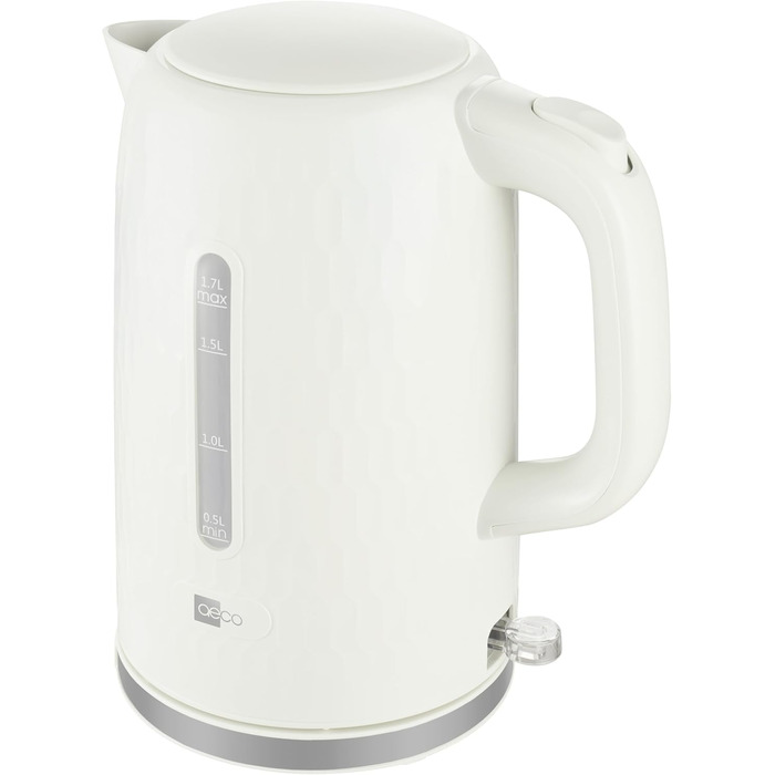 Електричний чайник Aeco AQA NEO з нержавіючої сталі, 1.7 л, 2150 Вт, без BPA, фільтр від накипу, бездротовий, CoolTouch, шампань сріблястий