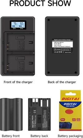 CITYORK 2 x Акумулятор BP-511 2650mAh + Подвійний USB Зарядний пристрій для Canon EOS 5D, 50D, 40D, 20D, 30D, 10D, Digital Rebel, D60, 300D, D30