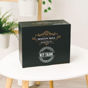 Moscow Mule Mug Set - 4 x 500 ml Copper Mug Set with Stainless Steel Interior - Cocktails, Iced Coffee, Lemonade & Gin Copper Mugs - 4 Straws, 4 Coasters, Jigger & Cleaning Brush