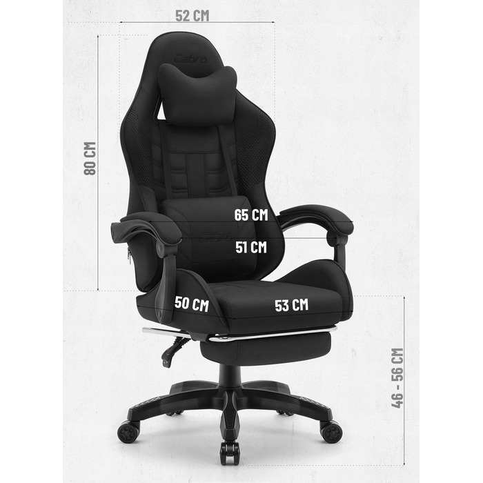Ігрове крісло Cabro C501, чорна тканина