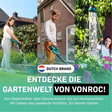 VONROC Electric Leaf Blower 3300W - 3-in-1 Leaf Collector Function - Blow 270km/h, Vacuum, Shred - Includes 40L Collection Bag