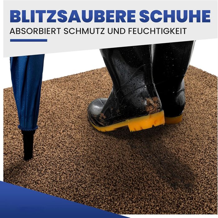 Килимок придверний Mibao SoftStep Luxus 60x90 см, коричневий - антиковзкий, вологопоглинаючий, для дому та коридору, машинне прання