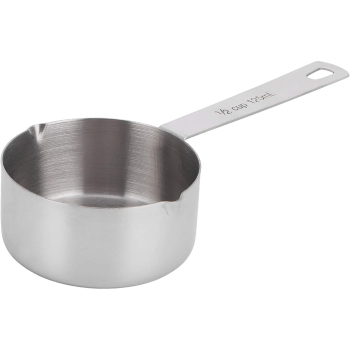 Stainless steel measuring cup 304, metal measuring spoons, baking measuring spoons with scale, cake measuring spoons for the kitchen, kitchen scale (size: 1/3 cup 80 ml) (1/2 cup 125 ml)