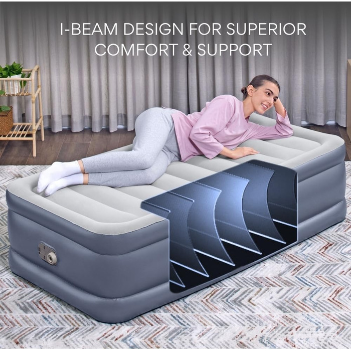 Надувний матрац Bestway TriTech XL Single з вбудованим електронасосом, 191x97x51 см, блакитний