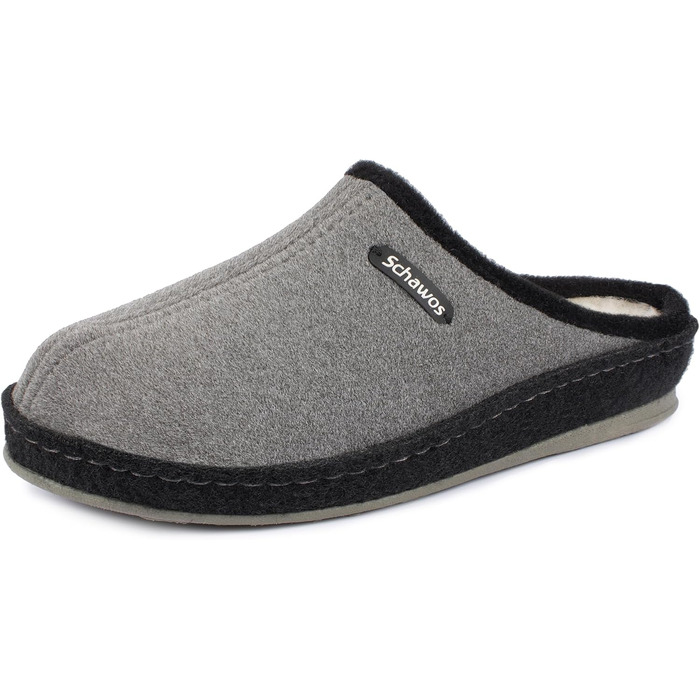 Чоловічі фетрові домашні тапочки Schawos 6030, теплі, з підкладкою з вовни, з устілкою, неслизька підошва (45 EU, Антрацит 10w)