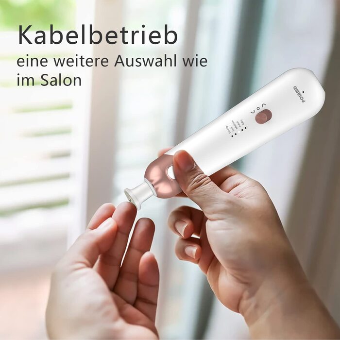 Електричний набір для манікюру та педикюру POLAMD з акумулятором, 6 насадок, LED-підсвітка, 5 швидкостей, професійний фрезер для гелю та натуральних нігтів