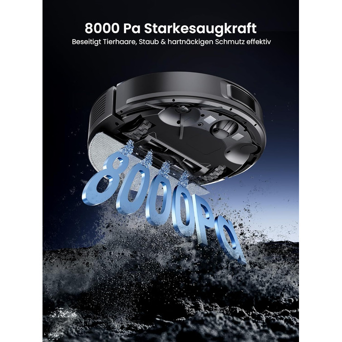 Робот-пилосос Proscenic Q10 з функцією миття, 8000Pa, 200 хвилин роботи, лазерна навігація, керування через додаток, Alexa, Siri, Apple Watch, пульт дистанційного керування для підлоги та килимів