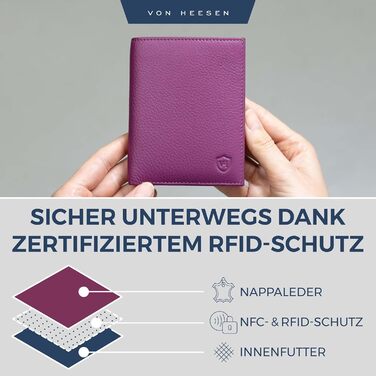 Гаманець VON HEESEN для чоловіків і жінок, рожевий, з монетницею