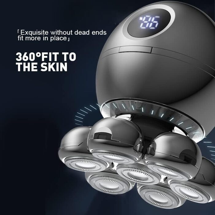 Електричний гострострумний апарат для гоління чоловічий 6-в-1 з LED дисплеєм, IPX6 водонепроникний, бездротовий, з індикатором заряду батареї