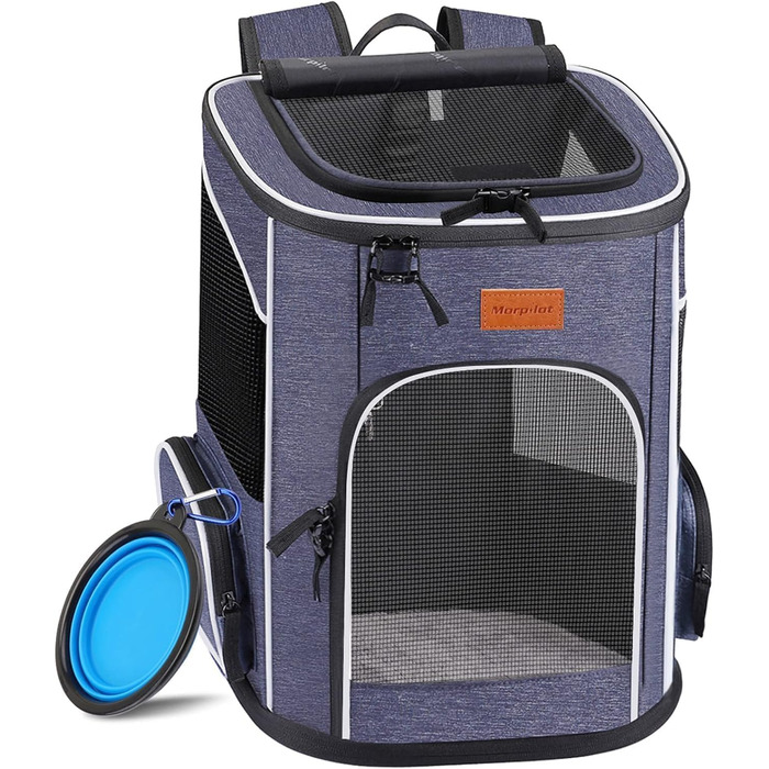 Рюкзак для кота Morpilot, рюкзак для собаки, складаний рюкзак для домашніх тварин з прозорим вікном, дихаючий та легкий, блакитний, 33L x 28B x 42H см