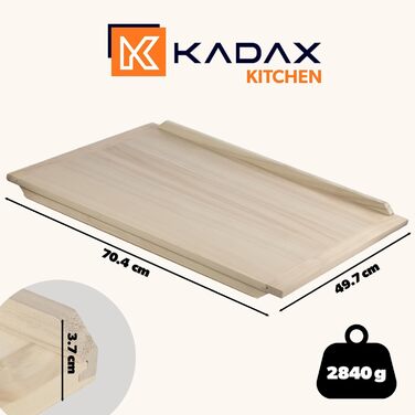 Дерев'яна дошка для тіста KADAX з тополі, двостороння, з бортиками, 50x70 см – традиційне кухонне тістове та макаронне брет для замісу тіста, приготування вареників, випічки, кексів