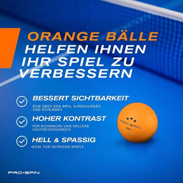 PRO SPIN Table Tennis Balls - 3 Star 40+ | High-Quality ABS Training Balls | Durable for Indoor/Outdoor Play, Competition & Tournaments (24 Pack)