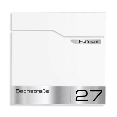 Поштовий ящик Metzler Thobe сучасний, сталевий корпус з нержавіючої сталі, з табличкою для імені, білий, з відділенням для газет