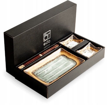 Набір керамічного посуду для суші EDO JAPAN (жовто-сіро-коричневий) на 2 особи