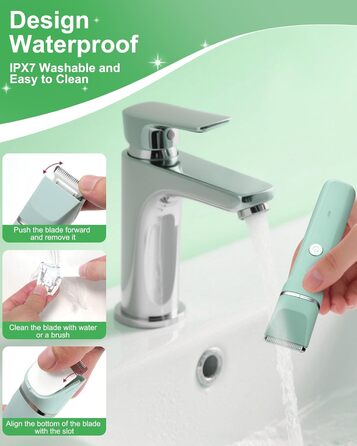 Електричний жіночий тример 3-в-1 для обличчя, ніг, рук, під пахвами та зоною бікіні, водонепроникний, перезаряджається (зелений)