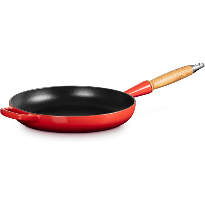 Сковорода Le Creuset Signature чавунна з дерев'яним ручками 28 см, колір вишня