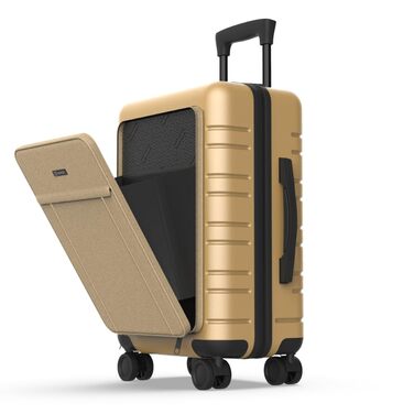 Чемодан ручної поклажі PackPro T20 (56x37x22 см) з ABS-пластику, TSA-замком та 4 колесами. Жорсткий валіз з внутрішніми відділеннями, світловідбиваючими елементами та стійким до пошкоджень кольором Champagne T40