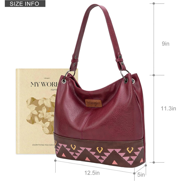 Сумка жіноча Wrangler Hobo з екошкіри, верхня ручка, крос-боді (Western Burgundy)