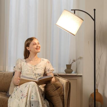 Стельова лампа ROTTOGOON для вітальні з 3 колірними температурами, LED, індустріальний стиль, для читання, чорний колір, з пультом керування