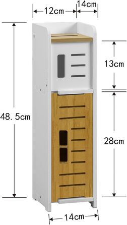 PVC Toilet Paper Holder with Brush - 2-in-1 Bathroom Organizer - White (49cm)