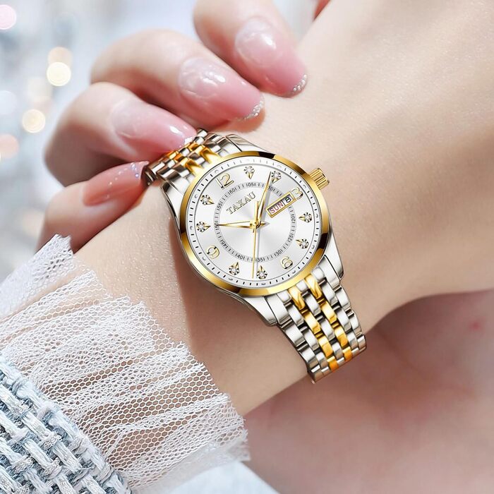 Жіночі годинники з арабськими цифрами, маленьке циферблат, Easy Read, дата, з нержавіючої сталі, водонепроникні, Reloj para Mujer (8102g)