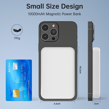 Магнітний бездротовий Power Bank 10000mAh 20W з швидкою зарядкою для iPhone 17 16 15 14 13 12 Pro Max, iPad, Samsung Galaxy