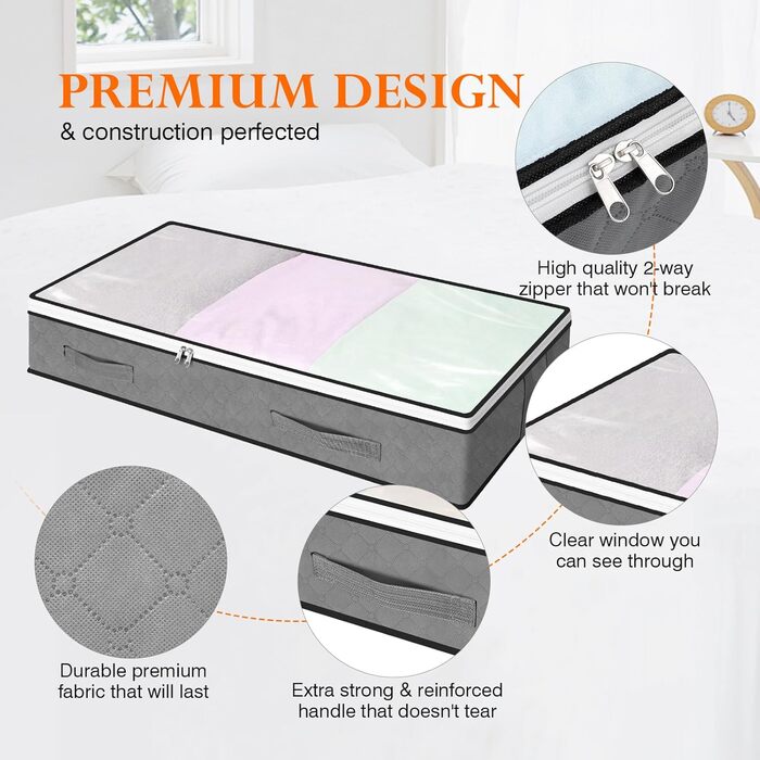 Коробки для зберігання під ліжко AiQInu (2 шт.) 100x50x18 см, складні, з вікном, для одягу, ковдр, постільної білизни