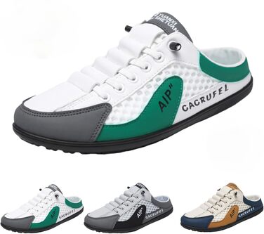 Чоловічі літні кросівки-мюлі Slip-on: дихаючі спортивні капці з сітки, темно-зелені, розмір 43