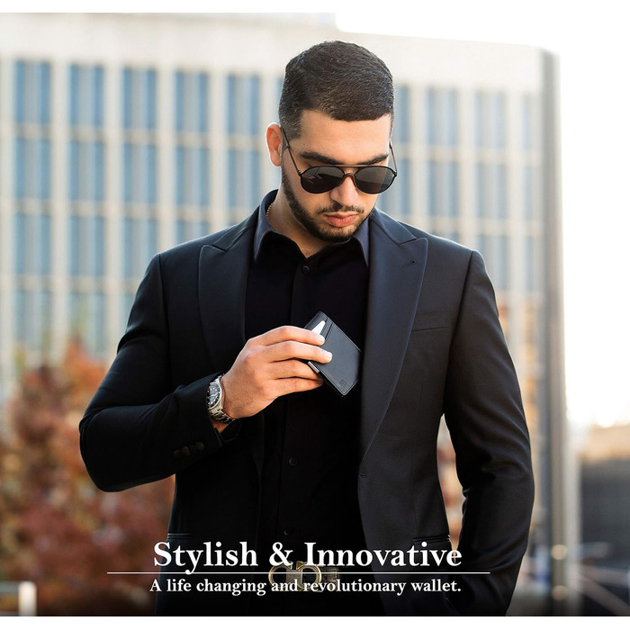 Чоловіче портмоне SERMAN Brands: тонке, RFID-захищене, мінімалістичне - чорне, темно-сіре