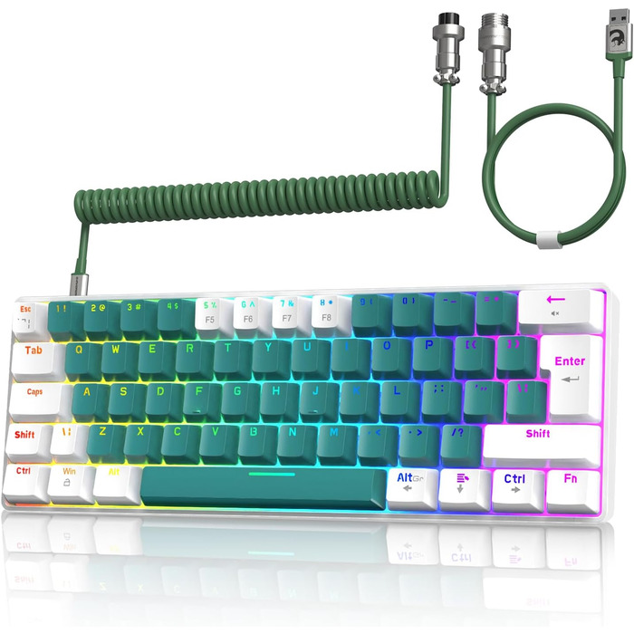 ZIYOU LANG T60 Pro: Механічна клавіатура та миша для геймінгу з USB-C кабелем, 60% UK Layout (QWERTY), Red Switch, 6400DPI RGB миша для PC/Mac, комплект Biene K&M