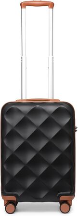 Чемодан British Traveller Mittelgroßer (середній) 64x43x26.5 см: легкий, з ABS+PC, TSA-замок, 4 колеса, Trolley (Чорний/Коричневий, S(54см 34л))