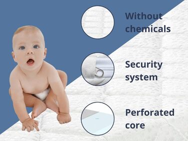 Дитячий матрац DORMISSIMO Baby Star 80x40 см, висота 7 см, з вологостійким покриттям та повітряними каналами, для приставного ліжка і колиски