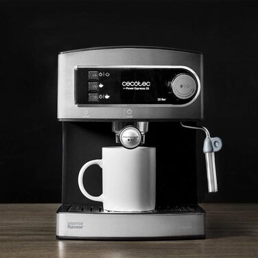 Cecotec Cumbia Power Espresso 20 Barista Aromax Espresso Machine. Power 2900 W, 2 heating systems, 20-bar pump, pressure gauge, dual outlet portafilter and 2 filters (Basic)