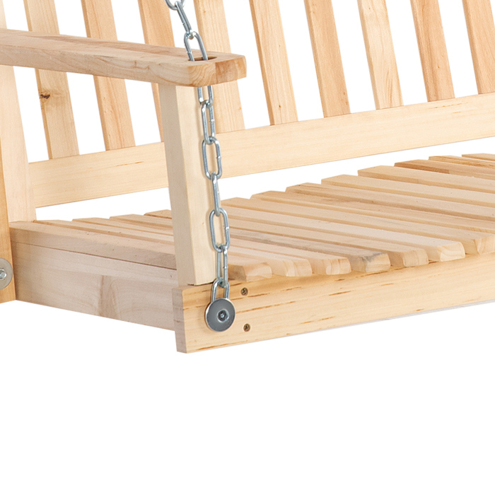 Outsunny 2-Person Garden Swing, Solid Wood Swing Bench, Hanging Bench for Patio Terrace Backyard, 117 x 69 x 60 cm, Rustic Design