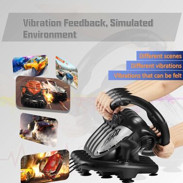 PXN V3 Pro: Геймерське кермо з педалями для PS4, Xbox, PC, Switch (180° оберт, вібрація)