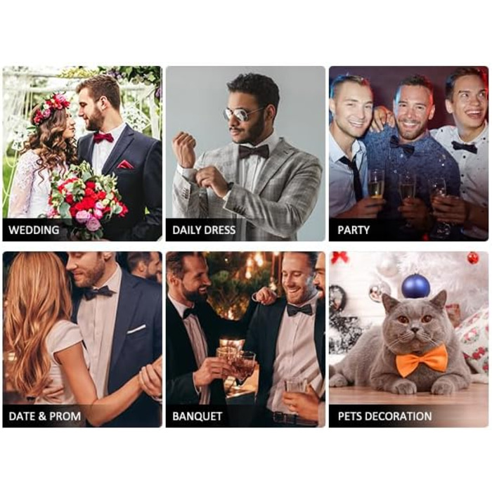 Метелик HISDERN для чоловіків однотонний, регульований, для вечірки, весілля (B, небесно-блакитний 2)