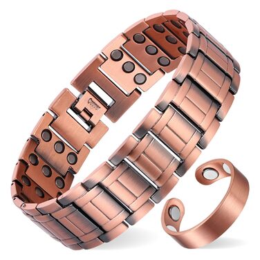 Браслет на руку чоловічий MagEnergy з міді - 3 потужні магніти, стильний дизайн, регульована довжина (набір міді)