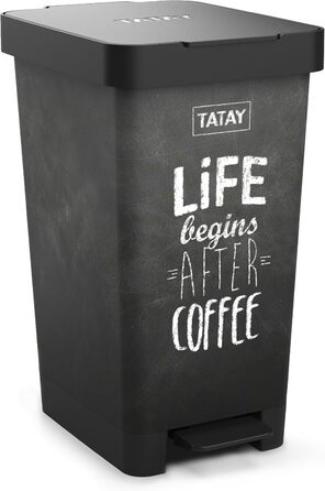 Сміттєве відро з педаллю TATAY Smart Deco 25L | Стильний дизайн, 25 літрів, для дому та вулиці | Зміцнений BPA-free пластик, 26x36x47 см | Підходить для 30л мішків