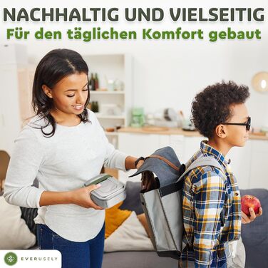 Бенто-бокс Everusely 0.8L з нержавіючої сталі з контейнером для спецій та органайзером для перекусів (3 відділення)