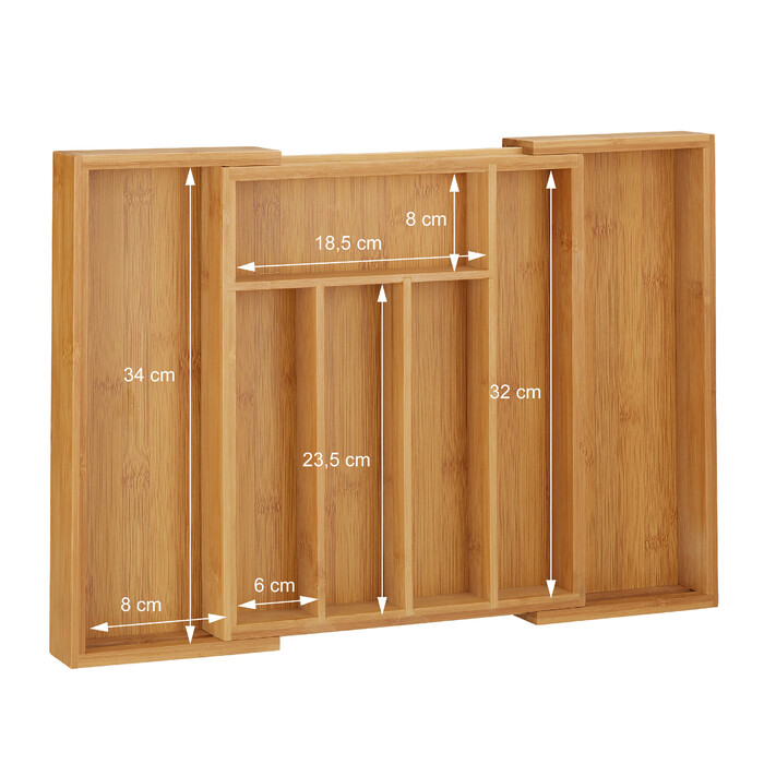 Relaxdays Extendable Bamboo Cutlery Box