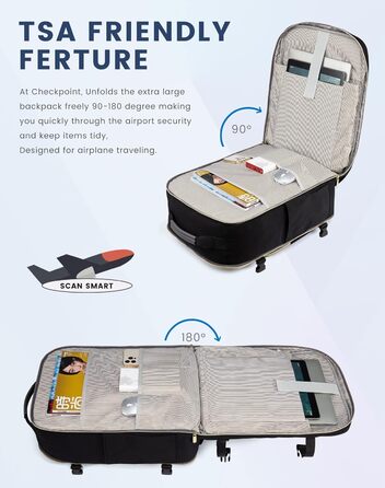 LOVEVOOK Рюкзак для ручної поклажі, 40L, для подорожей, ділових поїздок, вихідних, для ноутбука 17