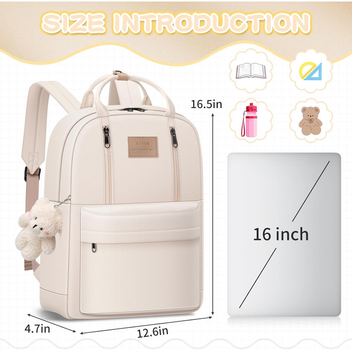 GAXOS Сучасний рюкзак для школи: стильний рюкзак-сумка для жінок та дівчат, білий, у корейському стилі