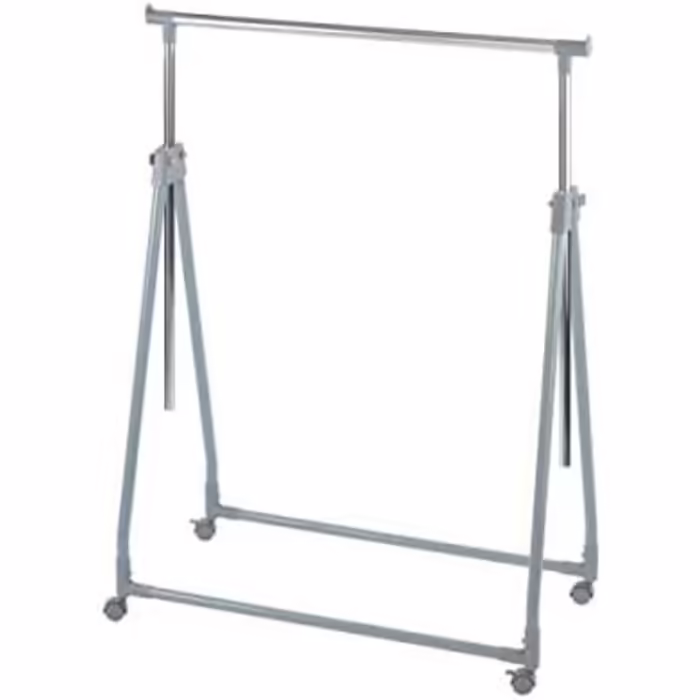 WENKO Clothes Rack Folding, Clothes Storage with Adjustable Clothes Rail and Wheels, Plastic/Metal, 88 x 100-168 x 11-49 cm, Chrome/Grey