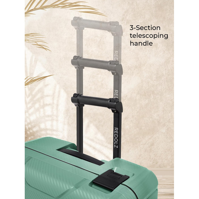 Набір валіз REDOLZ Hartschalen 3-в-1 з поліпропілену | 3-точкова застібка, TSA-замок, 4 колеса | для жінок та чоловіків (Essentials 15) (Морська хвиля, валіза M (65 см))