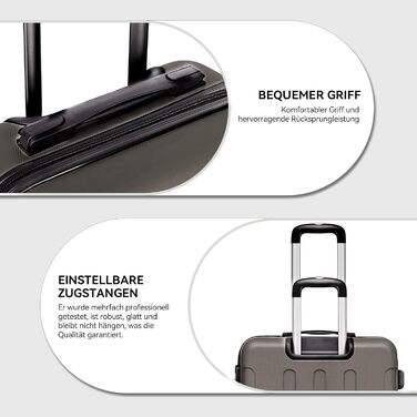 Набір валіз Beibye Hartschalen: M, L, XL (3 шт.) з ручкою-телескопом, 4 колеса, колір кава