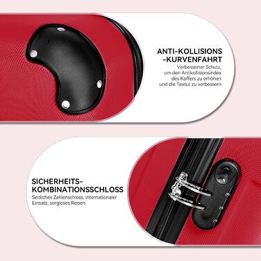 Набір валіз Beibye Hartschalen: M, L, XL з ABS матеріалу, ручна класть, телескопічна ручка, коліщата, захисне замкове механізм