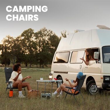 Крісло для кемпінгу Homecall складне, 150 кг, з високою спинкою, для саду, балкону, риболовлі, чорне