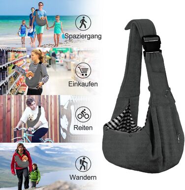 PetLoft Сумка-переноска для собак, реверсивна, регульована, Cross-Body Carrier для собак/котів/кроликів (темно-сірий)